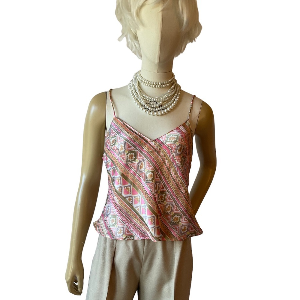 Vintage Bob Mackie Camisole Style Top Gold Thread Through Pastel Colors Sz S